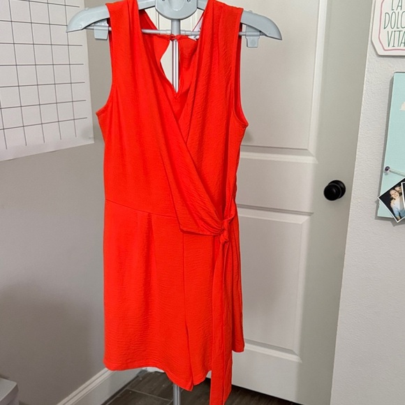 Emma & Michele Bright Orange Sleeveless Romper - Picture 1 of 9